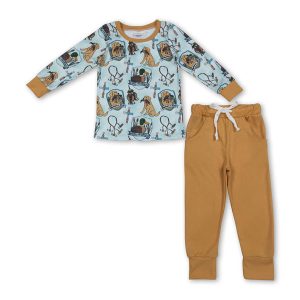 Long sleeves dog duck top pants hunting kids boys clothes