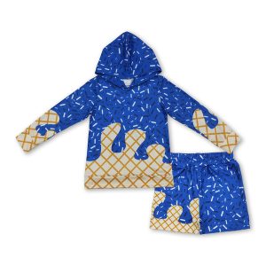 Blue ice cream sprinkle hoodie shorts kids boys clothing
