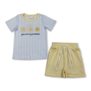 Stripe you are my sunshine top shorts boys outfits