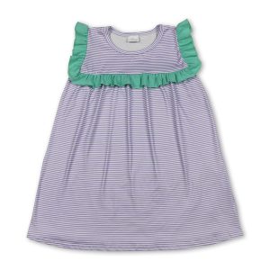 Sleeveless ruffle stripe baby girls summer dresses