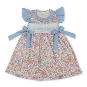 Flutter sleeves floral mama's mini kids girls dresses