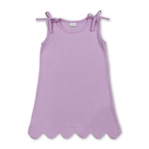 Sleeveless cotton scallop girls summer dress