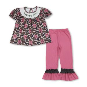 Daddy's girl camo bow tunic ruffle pants girls clothes