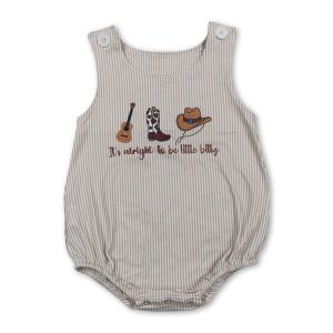 Sleeveless stripe it's alright to be little bitty western baby romper