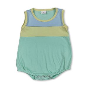 Sleeveless cotton patchwork baby boy summer romper