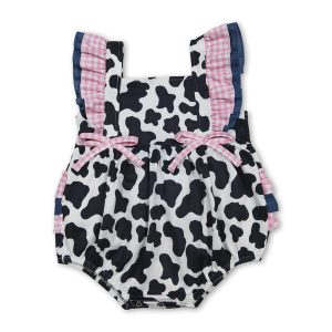Flutter sleeves cow ruffle baby girls summer romper