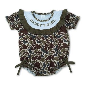 Short sleeves ruffle daddy's girl camo baby romper