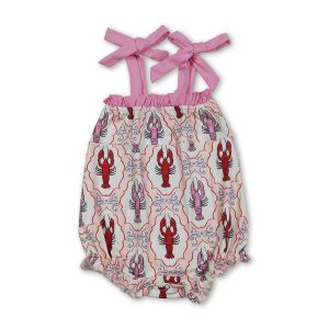 Straps ruffle crawfish baby girls summer romper