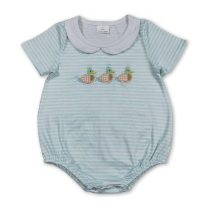 Short sleeves duck embroidery baby boy summer romper