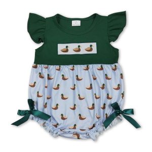 Flutter sleeves duck embroidery baby girl summer romper