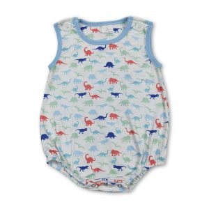 Sleeveless dinosaur baby boy summer romper