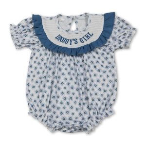 Daddy's girl smocked floral short sleeves baby girls romper
