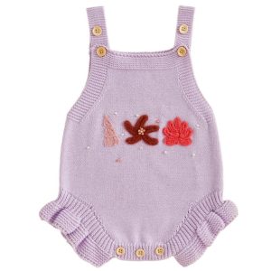 Baby Girl Beach Knit Romper Purple